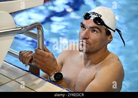 Belek, Turchia. 18 novembre 2024. Belgio Greg Van Avermaet in azione durante un training camp organizzato dal Comitato olimpico belga BOIC-COIB a Belek, Turchia, lunedì 18 novembre 2024. Il campo si svolge dall'11 al 25 novembre. BELGA PHOTO ERIC LALMAND credito: Belga News Agency/Alamy Live News Foto Stock