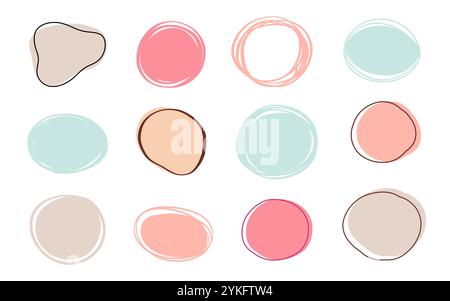 Set di cerchi di sfondo astratti, forme ovali Illustrazione Vettoriale