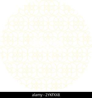 Cerchio cinese con modello asiatico di anelli dorati connessi. Piccoli elementi hanno creato un senso di movimento del flusso all'interno della messa a fuoco visiva circolare. Vettore semplice Illustrazione Vettoriale