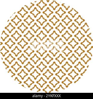 Cerchio cinese con motivo asiatico di fiori geometrici. Piccoli elementi hanno creato un senso di movimento del flusso all'interno della messa a fuoco visiva rotonda. Semplice decorazione vettoriale Illustrazione Vettoriale