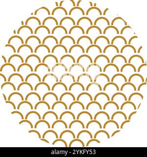 Cerchio cinese con motivo asiatico di scala di ottone ornato. Piccoli elementi hanno creato un senso di movimento del flusso all'interno della messa a fuoco visiva circolare. dec. Vettore semplice Illustrazione Vettoriale