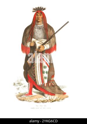 Indiani, nativi americani, Wa-Na-Ta, capo della tribù Sioux, Stati Uniti d'America, USA, dipinto di Charles Bird King (1785 - 1862), intorno al 1840, riproduzione storica, restaurata digitalmente da un originale del XIX secolo, data record non dichiarata, Indianer, Ureinwohner von Nordamerika, Häuptling vom Stamm der Sioux, Vereinigte Staaten von Amerika, Gemälde 1862, Charles von Vorinwohner von 1785 Vorerte, Charles von 1840 Vaukaus von Vrisch, Dvaukaus Vrikaus, Dv. Jahrhundert Foto Stock