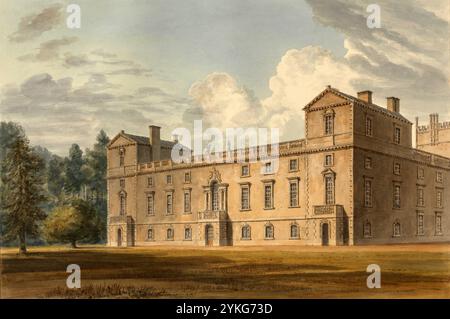 Südostansicht von Wilton House, a Wilton bei Salisbury nel Wiltshire, Inghilterra, restaurierte digitale Reproduktion eines Originals von John Buckler aus Foto Stock