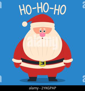 Divertente Babbo Natale. Biglietto di Natale o Capodanno. Illustrazione vettoriale EPS10 Illustrazione Vettoriale