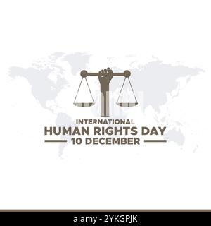La giornata dei diritti umani si celebra ogni anno il 10 dicembre. Illustrazione vettoriale sul tema della giornata internazionale dei diritti umani. Modello per banner, Illustrazione Vettoriale