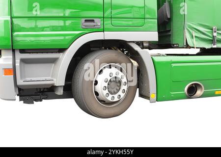 Grande carrello verde. Isolato su bianco. Il frammento Foto Stock