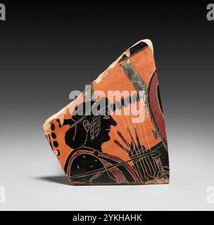 Apollo con lira. Frammento di Black-Figure Neck-Amphora of Panathenaic Shape. Alla maniera di Antimenes Painter. c. 520 a.C. Foto Stock