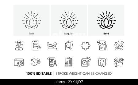 Icone di linea mulino a vento, frode e ispezione. Per applicazioni Web, stampa. Icone di linea. Vettore Illustrazione Vettoriale