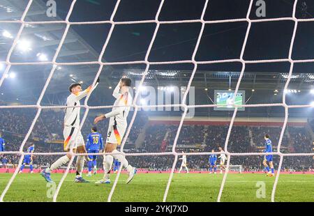 Tim Kleindienst, DFB 9 celebra il suo obiettivo, felice, ridere, festeggiare, punteggi, Tor, Treffer, Torschuss, 7-0 contro Nikola Vasilj, Bosnien-Herzegowina Nr. 1 nella partita di UEFA Nations League 2024 GERMANIA - BOSNIA ERZEGOVINA 7-0 nella stagione 2024/2025 a 2024 Friburgo, Germania. Fotografo: Peter Schatz Foto Stock