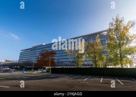 Sede dell'Organizzazione Mondiale della Sanità (OMS), l'agenzia specializzata delle Nazioni Unite responsabile della salute pubblica globale Foto Stock