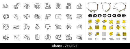 Set di icone del grafico Candlestick, dei punti fedeltà e della riga dell'imposta sul denaro per l'app Web. Icona del pittogramma vettore Illustrazione Vettoriale