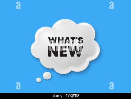 Simbolo Whats New. Cartello con l'offerta speciale. Icona 3d fumettistica a fumetti. Vettore Illustrazione Vettoriale