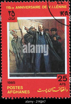 Celebrazione di Lenin sul vecchio francobollo afgano Foto Stock