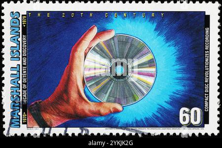 Invenzione del compact disc celebrata sul francobollo Foto Stock