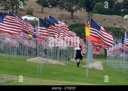 La Pepperdine University rende omaggio alla memoria di uomini e donne innocenti che hanno perso la vita nei tragici attentati contro gli Stati Uniti il 9/11/01 a New Foto Stock