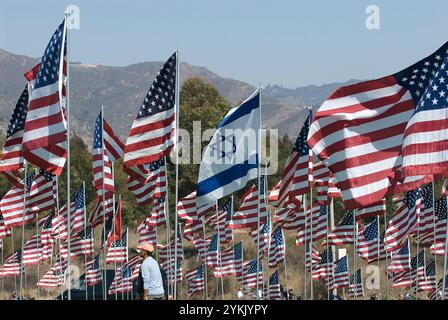 La Pepperdine University rende omaggio alla memoria di uomini e donne innocenti che hanno perso la vita nei tragici attentati contro gli Stati Uniti il 9/11/01 a New Foto Stock