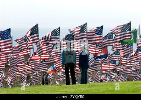 La Pepperdine University rende omaggio alla memoria di uomini e donne innocenti che hanno perso la vita nei tragici attentati contro gli Stati Uniti il 9/11/01 a New Foto Stock