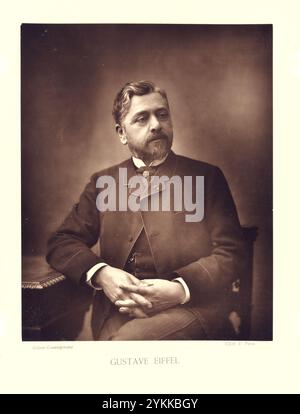 Ritratto dell'ingegnere francese Gustave Eiffel, Fotografia d'archivio d'epoca di E. Pirou, circa anni '1880 Foto Stock