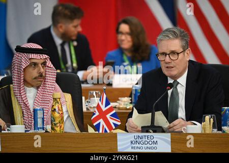 Rio De Janeiro, Brasile. 18 novembre 2024. Keir Starmer, primo ministro del Regno Unito, durante la seconda sessione del G20 Leaders' Meeting: Reform of Global Governance Institutions al Museum of Modern Art il 18 novembre 2024, a Rio de Janeiro, Brasile. Foto di Alexandre Brum/G20/UPI credito: UPI/Alamy Live News Foto Stock