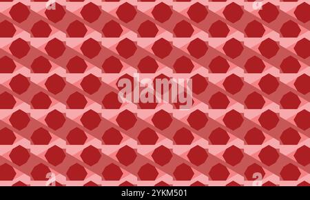 Motivo esagono rosso sfondo vettore geometrico astratto senza cuciture, tessere esagonali rosse che ripetono il modello vettoriale senza cuciture, texture mosaico esagono rosso Illustrazione Vettoriale