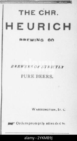 Pubblicità birreria nel 1900, Christian Heurich Brewing Company, Washington, D. C.. Foto Stock