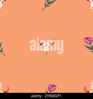 Motivo vettoriale senza cuciture a tema occidentale Illustrazione Vettoriale