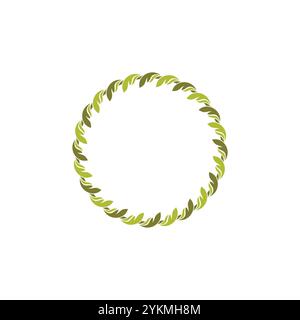 anelli verdi con vettore foglie. logo leaf circle. design con logo organico Illustrazione Vettoriale