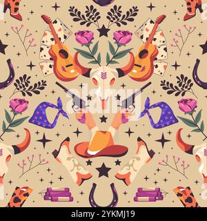 Illustrazione a tema beige Cowboy Illustrazione Vettoriale