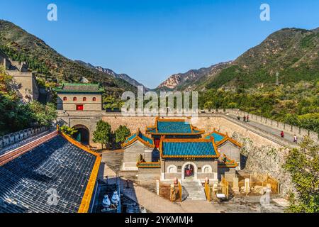 Porta posteriore del Tempio di Zhenwu, grande Muraglia, passo Juyongguan Juyong Pechino Cina. Juyongguan e' la porta nord di Pechino e la sezione piu' vicina al muro Foto Stock