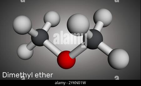 Etere dimetilico, molecola DME. Modello molecolare. Rendering 3D. Illustrazione Foto Stock