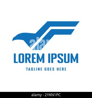 Lettera F iniziale semplice e minimalista con Eagle Falcon Hawk for Fly Icon Symbol Design Vector Illustrazione Vettoriale