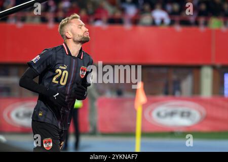 Konard Laimer (AUT) während des UEFA Nations League zwischen Österreich gegen Slowenien, AM Sonntag 17. Novembre 2024 im Ernst Happel Stadion a Vienna // Konard Laimer (AUT) durante la partita di UEFA Nations League tra Austria e Slovenia di domenica 17 novembre 2024 allo stadio Ernst Happel di Vienna. - 20241117 PD13607 credito: APA-PictureDesk/Alamy Live News Foto Stock