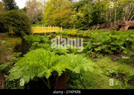 Regno Unito, Inghilterra, West Sussex, Midhurst, Woolbeding Gardens, Chinese Bridge nel Long Walk Garden Foto Stock