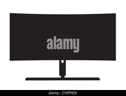 Sagoma del monitor widescreen isolato su sfondo bianco. Illustrazione vettoriale. Illustrazione Vettoriale
