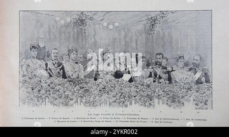 Il Giubileo di Diamante della Regina Vittoria. Giugno 1897 The Royal Lodge a Covent-Garden. 1) Principessa di Galles. 2) Principe di Napoli. 3) Duchessa d'Assia. 4) Principe di Galles 5. Principessa di Napoli 6. Duca di Meclemburgo 7. Duca di Cambridge 8 Marchesa di Lorne 9 Granduca Sergio di Russia 10. Principessa Enrico di Prussia 11. Duca di Cobourg Foto Stock