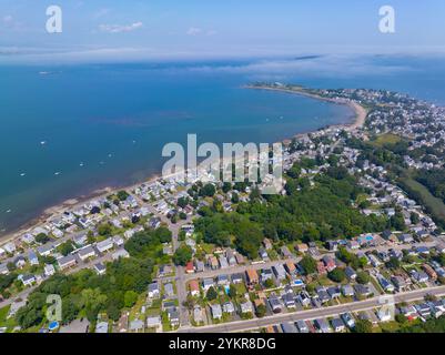 Vista aerea di Houghs Neck e Nut Island tra il fiume Weymouth Fore e Quincy Bay nella città di Quincy, Massachusetts ma, Stati Uniti. Foto Stock