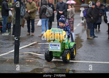 Westminster Londra, Regno Unito. 19 novembre 2024. I proprietari di aziende agricole e le persone delle comunità agricole di tutto il Regno Unito protestano a Londra in risposta alla decisione del cancelliere Rachel Reeves di imporre una tassa di successione del 20% sui terreni agricoli per un valore di oltre 1 milione di sterline per la prima volta dal 1992 Credit: MARTIN DALTON/Alamy Live News Foto Stock