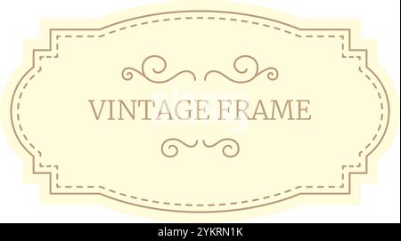 Cornice vintage con eleganti vortici che creano un design sofisticato e senza tempo su uno sfondo giallo chiaro e liscio, adatto a vari design Illustrazione Vettoriale