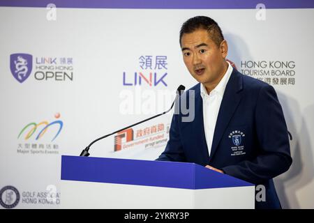 Hong Kong, Cina. 19 novembre 2024. Link Hong Kong Open Golf Press Conference Andy Kwok, Capitano di Hong Kong Golf Club crediti: Jayne Russell/Alamy Live News Foto Stock