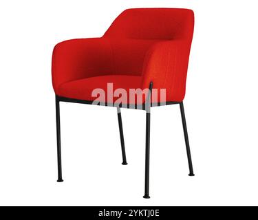 Poltrona rivestita rossa con gambe nere Foto Stock