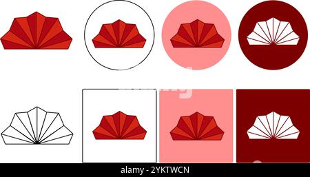 modello vettoriale per il design del logo dell'icona del ventilatore a mano cinese Illustrazione Vettoriale