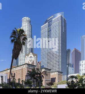 Una foto della U.S. Bank Tower e dell'edificio Deloitte o della gas Company Tower nel centro di Los Angeles Foto Stock