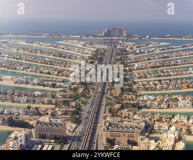 Una foto del Palm Jumeirah e dell'Atlantis, il Palm Hotel Foto Stock