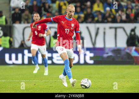 WROCLAW, POLONIA - 14 OTTOBRE 2024: Partita della UEFA Nations League Ucraina - Cechia. In azione Vaclav Cerny. Foto Stock