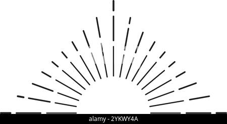 Illustrazione minimalista con linee nere che irradiano da un punto centrale, creando una forma a semicerchio su uno sfondo bianco a simboleggiare Illustrazione Vettoriale