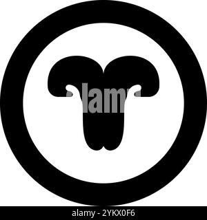 Icona di concetto veterinaria gatto a naso di gatto di gatto in cerchio, immagine vettoriale di colore nero rotondo, contorno pieno stile semplice Illustrazione Vettoriale