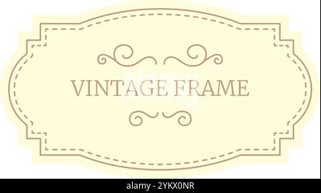 Cornice vintage con eleganti vortici che creano un design sofisticato e senza tempo su uno sfondo giallo chiaro e liscio, adatto a vari design Illustrazione Vettoriale