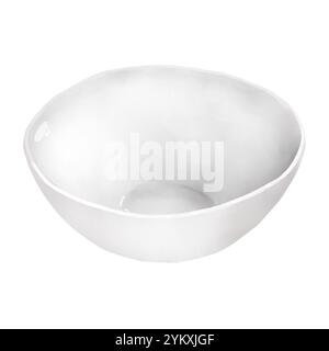 Recipiente profondo, porcellana bianca, vetreria. Illustrazione digitale acquerello. Utensili da cucina per servire piatti diversi isolati su sfondo bianco. Per Foto Stock