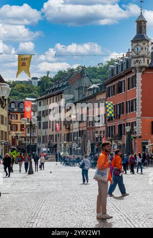 L'Horloge de la Place Saint-Leger. Un punto di riferimento storico a Chambery, una città alpina nel sud-est della Francia e una volta sede del filosofo Rousseau Foto Stock