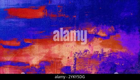 Texture di rosso, blu e nero su una parete di pietra, splendido sfondo di strato organico. Sfondo colorato arancione e nero texture Paint Foto Stock